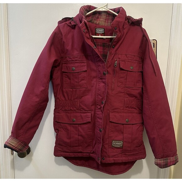 C. E. Schmidt Workwear Womens S Red Canvas Jacket Coat Barn Chore Blanket - Picture 1 of 9